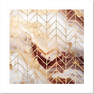 Rose & Gold Marble Chevron Posters and Art